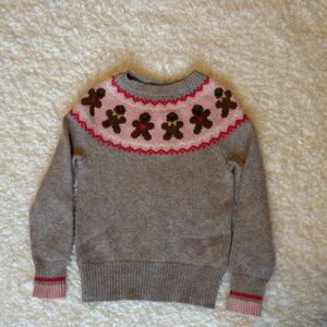 Mini Boden Fair Isle Festive Sweater with Gingerbread Pattern